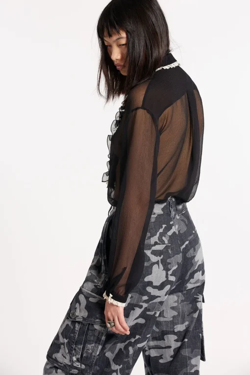 Silky Lace Trimmed Shirt