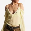 Silky Lace Trimmed Top
