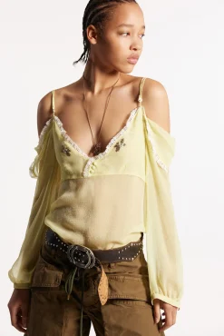 Silky Lace Trimmed Top