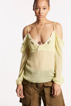 Silky Lace Trimmed Top