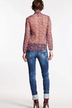 S.S. Dark Ripped Leather Patch Jennifer Jeans