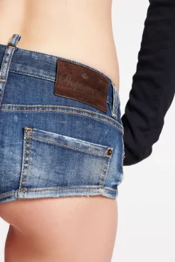 S.S. Medium Ripped Wash Denim Hot Pants