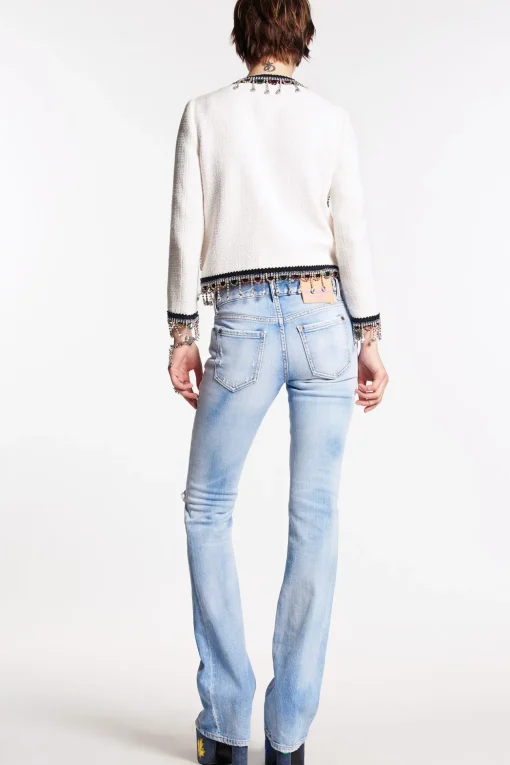 Super Fade Light Wash Medium Waist Flare Jeans