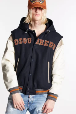 Varsity Hooded Bomber Jacket