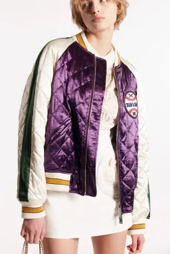 Varsity Satin Bomber Jacket