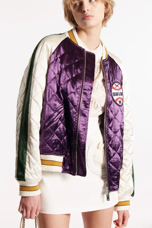Varsity Satin Bomber Jacket