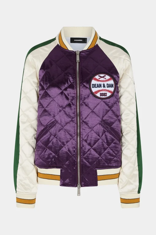 Varsity Satin Bomber Jacket